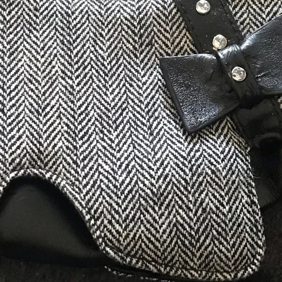Dog Shaped Purse Black/White Herringbone Tweed Faux Leather Handbag Scottie - Picture 5 of 15